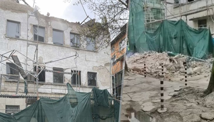 Фасада на сграда се срути върху улица "Асен Златаров" в София. Цяло чудо е, че няма пострадали хора