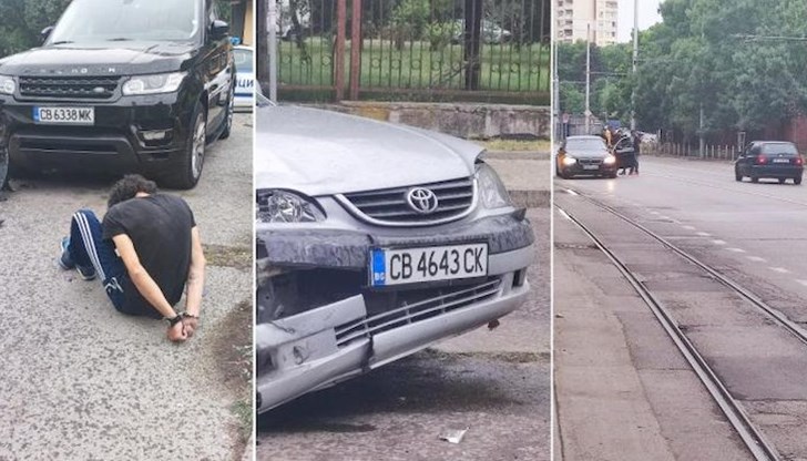 Шофьор блъсна кола, не успя да вземе завоя и блъсна втора, подозират го в кражба на автомобил