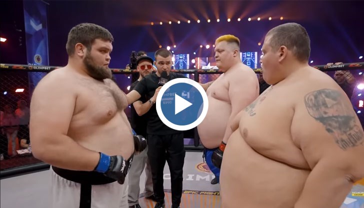 Професионалният боец Даниел Елбаев бе изправен срещу други двама спортисти в тежка категория, тежащи с 226 кг повече от него