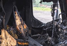 Камион ЗИЛ се запали на пътя Велико Търново Севлиево посока
