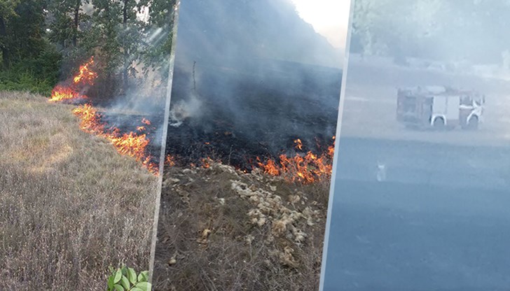 Пожарът гори в землището на селото и настъпва към гората