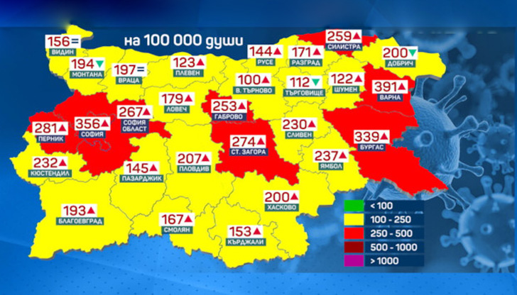 Вече няма област в зелената зонаТри нови области преминават в