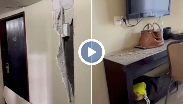 Кадри показват голяма част от стена по протежение на коридора, която се е счупила
