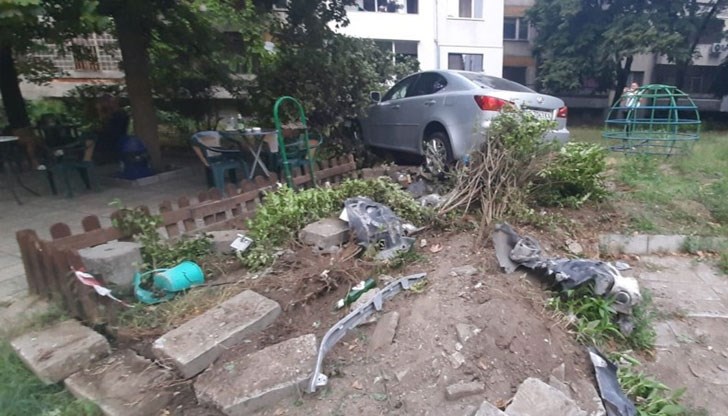 Ударът е бил толкова силен, че автомобилът е повалил и дърво