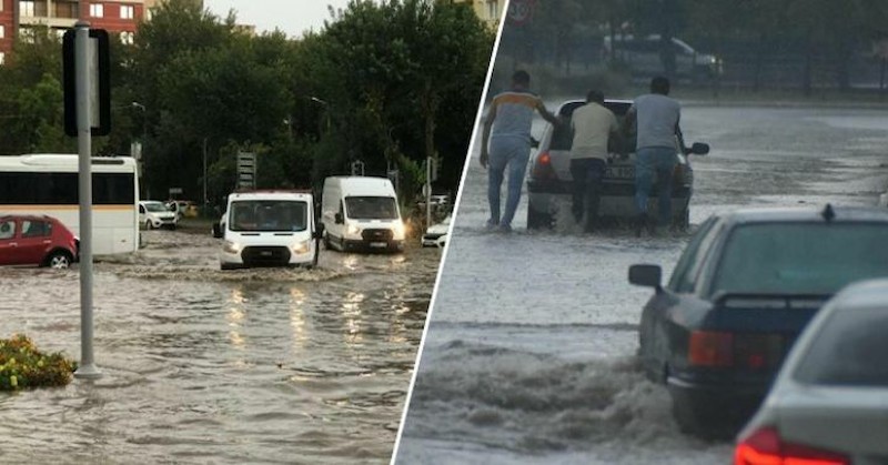 Проливен дъжд предизвика големи наводнения в град Измир, Западна ТурцияСилният