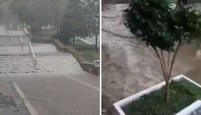 Проливен дъжд заля град КарловоСитуацията в града е сериозна.Улиците в