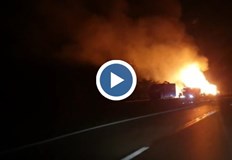 Ремарке на камион изгоря на АМ Хемус За това съобщи зрител