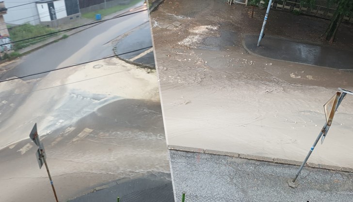 Пороят носи камъните извън изкопите с бясна скорост по улиците