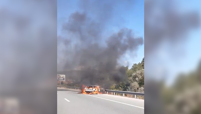 Огнен ад на магистрала СтрумаЛек автомобил ДЕУ се е запалил