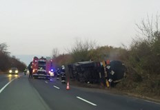 При инцидента шофьорът не е пострадалЦистерна натоварена с битум катастрофира