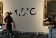 Това е поредна подобна акция в музеи в ЕвропаЕкоактивисти залепиха