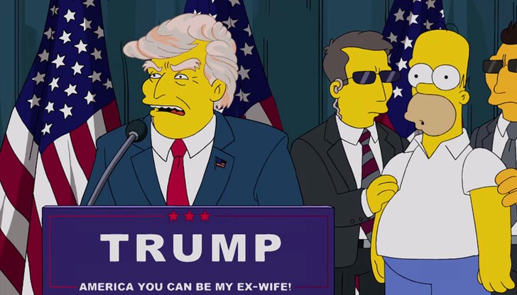 Този път в откъс от сериала от 2015 г. е отразен надпис "Тръмп 2024" с Хоумър Симпсън в сцената
