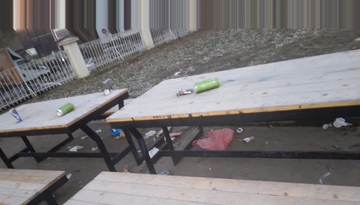 На страницата на училището във Фейсбук са публикувани снимки, запечатали грозната гледка в двора