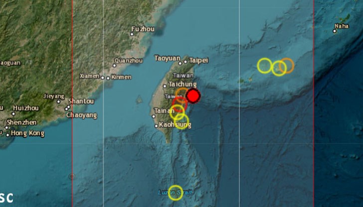 Трусът е бил усетен в столицата Тайпе Трусът е бил усетен в столицата Тайпе