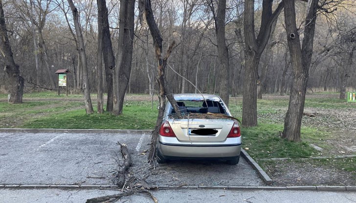 Счупено е задното обзорно стъкло на превозното средство