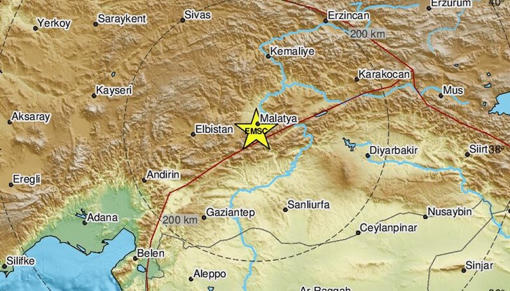 Трусът е бил с магнитуд 5,2 и е регистриран в Малатия