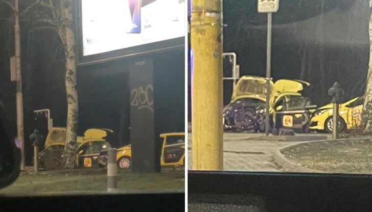 Млад шофьор връхлетя три таксита, спрели на червен светофар