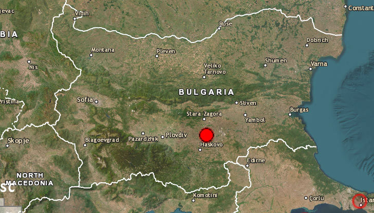 Трусът е усетен в 21:21 часаЗеметресение с магнитуд 3.2 е