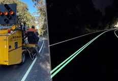 Елементите на боята излъчват зеленикава светлина през нощтаБезопасността на движението