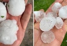 Размерът на ледените късове достигна 4 6 см в диаметър причинявайки