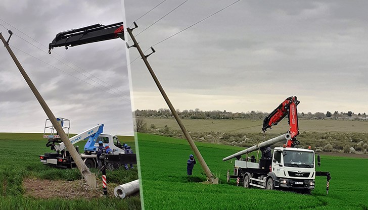 Стълбът е част от електропровод 20 кV Семерджиево