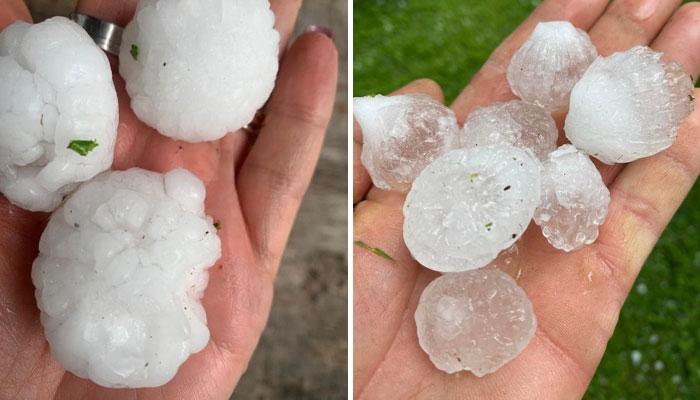 Размерът на ледените късове достигна 4/6 см в диаметър, причинявайки