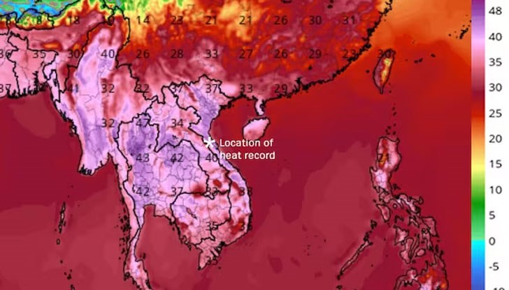 Близки температурни стойности са регистрирани и в съседна Мианма