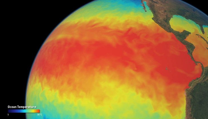 Явлението Ел Ниньо се поражда от необичайно топлите води в източната част на Тихия океан