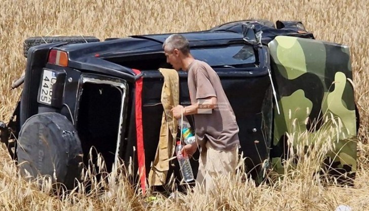 На мъжа му е прилошало, изгубил е управление и се е преобърнал в нива край Мъглиж На мъжа му е прилошало, изгубил е управление и се е преобърнал в нива край Мъглиж