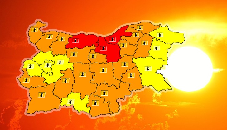 НИМХ издава предупреждение от втора и първа степен за горещо време в цялата страна