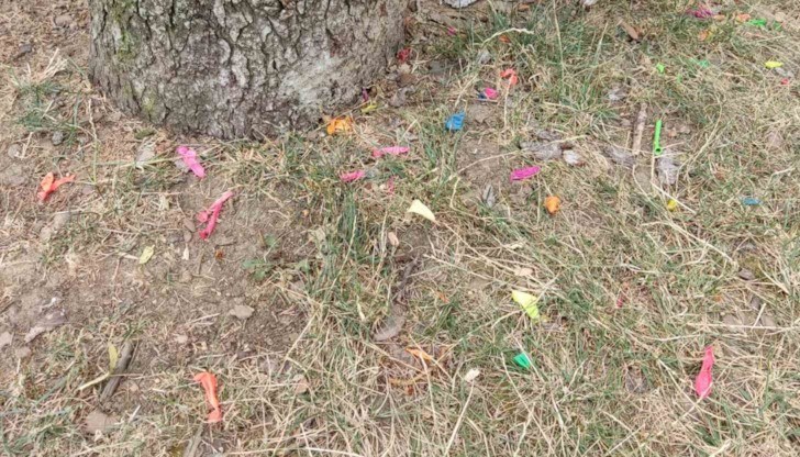 Спукани балони осейват тревните площи и шадраваните