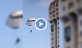 Трима мъже скочиха с парашут от покрива на 20-етажен блок в София