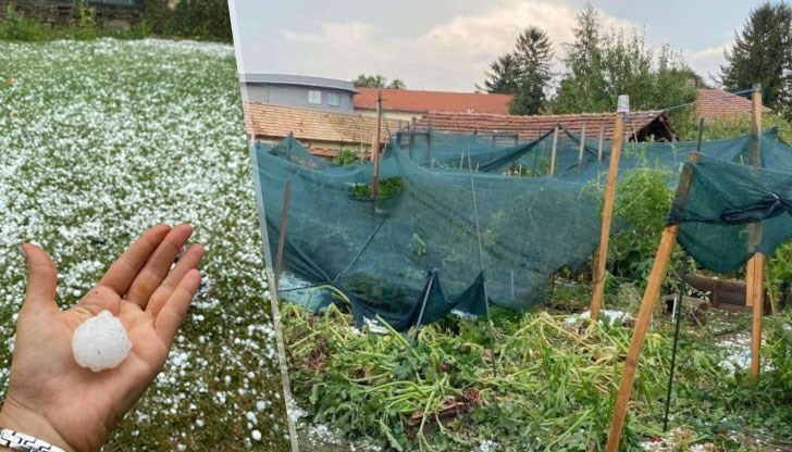 Градушка с размерите на орех изпочупи прозорци на сгради и автомобили в Павликени