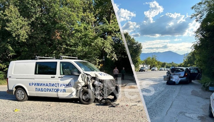 Бус на Криминалистична лаборатория е ударил лек автомобил