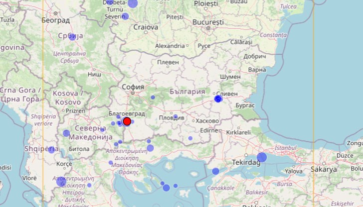 Трусът е бил усетен в 10:38 часа Трусът е бил усетен в 10:38 часа