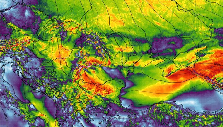 Причината за силния вятър е нахлуващ добре изразен студен атмосферен фронт Причината за силния вятър е нахлуващ добре изразен студен атмосферен фронт