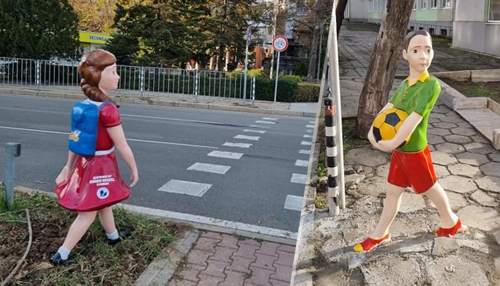 Пет кукли заострят вниманието на водачите край пешеходни пътеки в Сливен