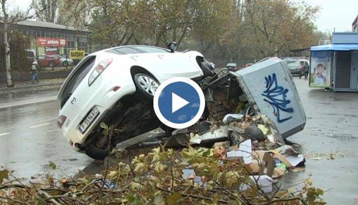 Млад шофьор се „качи“ на контейнер на улица “Чипровци“