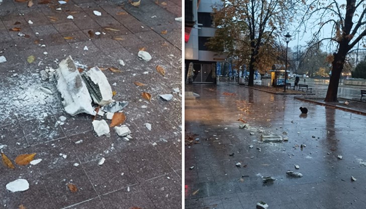 Падаща мазилка от сграда в центъра на Русе застрашава живота и здравето на минувачите