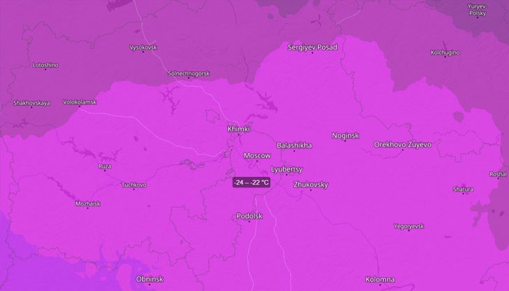 Температурите в руската столица паднаха до минус -22°С Температурите в руската столица паднаха до минус -22°С