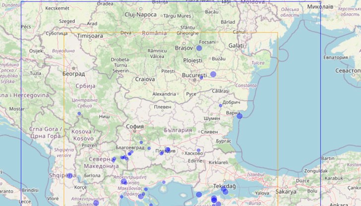 Трусът е усетен в 00:49 часа Трусът е усетен в 00:49 часа