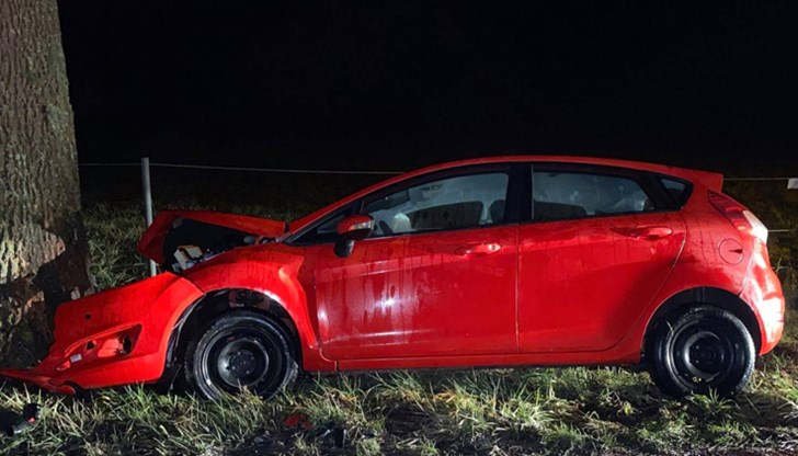 Той губи контрол над автомобила и се удря в крайпътно дърво Той губи контрол над автомобила и се удря в крайпътно дърво