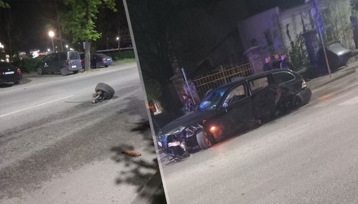 От удара е откъсната задна гума на „Фиат пунто” От удара е откъсната задна гума на „Фиат пунто”