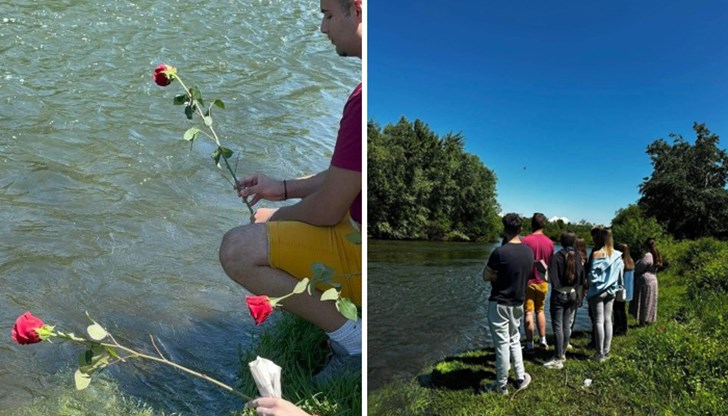 Пловдивските ученици пуснаха букет рози във водите на река Марица