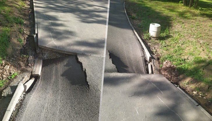 До пропадането има шахта на ВиК и се чува шум на силен теч на вода До пропадането има шахта на ВиК и се чува шум на силен теч на вода