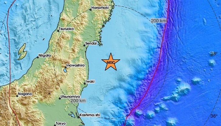 Трусът е станал край бреговете на префектура Фукушима