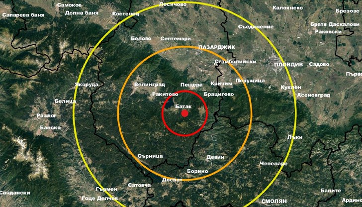 Земетресението е с магнитуд 2.9 Земетресението е с магнитуд 2.9