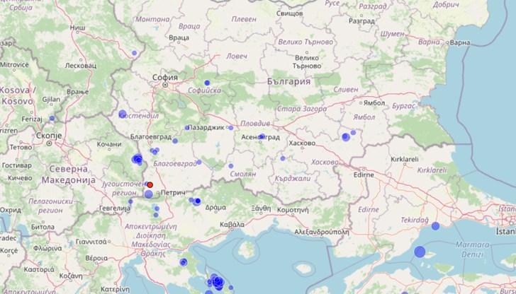 Трусът е усетен в 03:57 часа Трусът е усетен в 03:57 часа