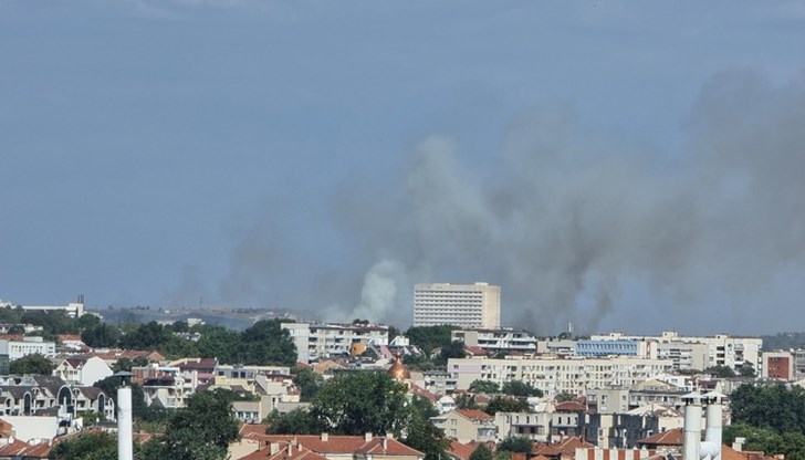 Горят сухи треви и храсти край бившите пехотински казарми Горят сухи треви и храсти край бившите пехотински казарми