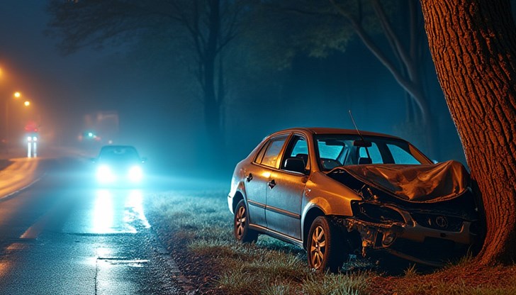 19-годишен се заби в дърво с мощен автомобил 19-годишен се заби в дърво с мощен автомобил